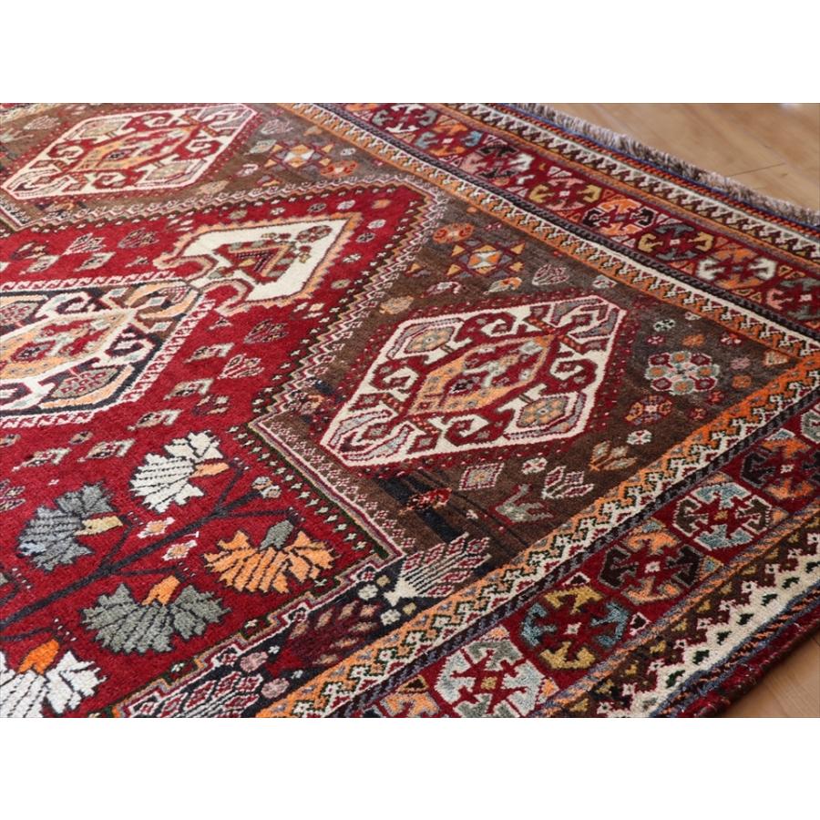 オールドカーペット　部族絨毯/トライバルラグ カシュカイ族　234x163cm 赤い変形メダリオン | ブランド登録なし | 10