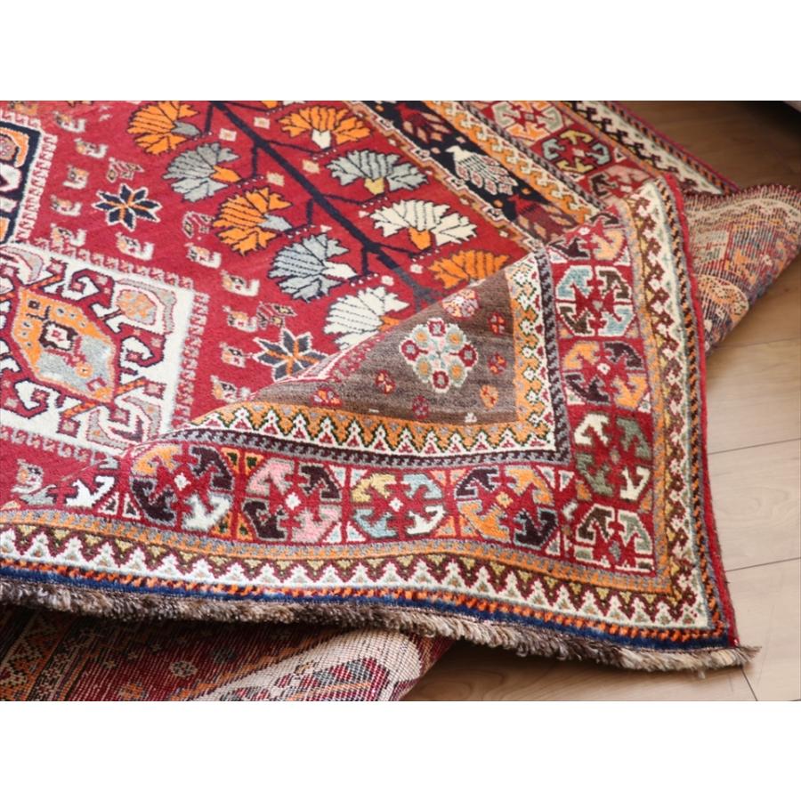 オールドカーペット　部族絨毯/トライバルラグ カシュカイ族　234x163cm 赤い変形メダリオン | ブランド登録なし | 02