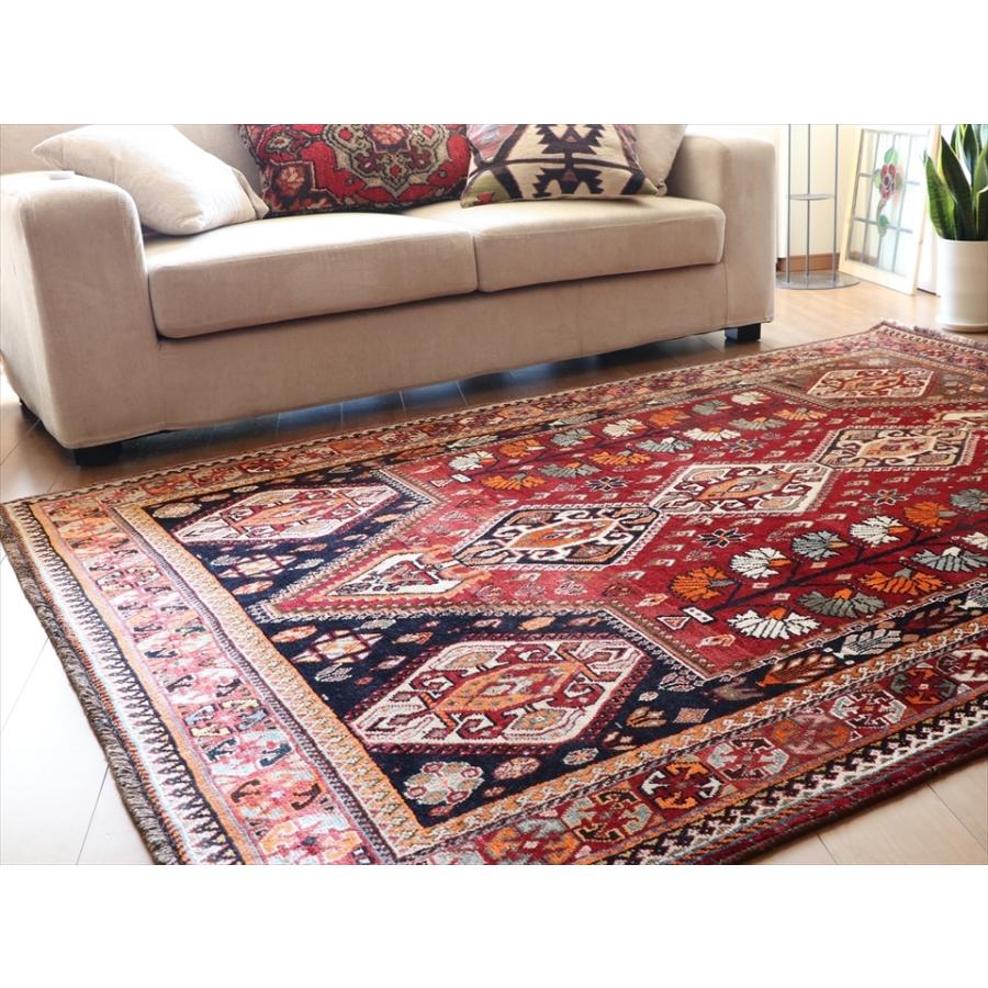 オールドカーペット　部族絨毯/トライバルラグ カシュカイ族　234x163cm 赤い変形メダリオン | ブランド登録なし | 05