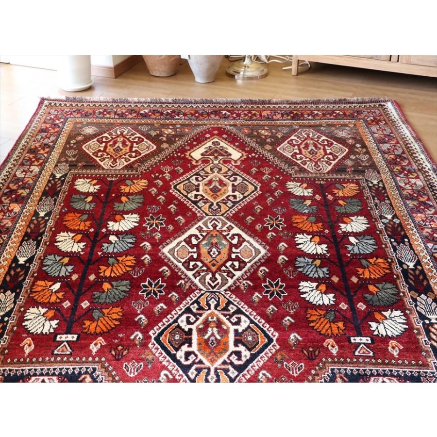 オールドカーペット　部族絨毯/トライバルラグ カシュカイ族　234x163cm 赤い変形メダリオン | ブランド登録なし | 06