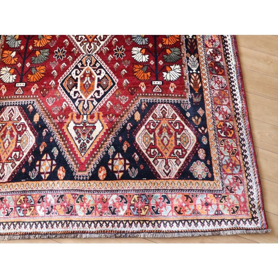 オールドカーペット　部族絨毯/トライバルラグ カシュカイ族　234x163cm 赤い変形メダリオン | ブランド登録なし | 07