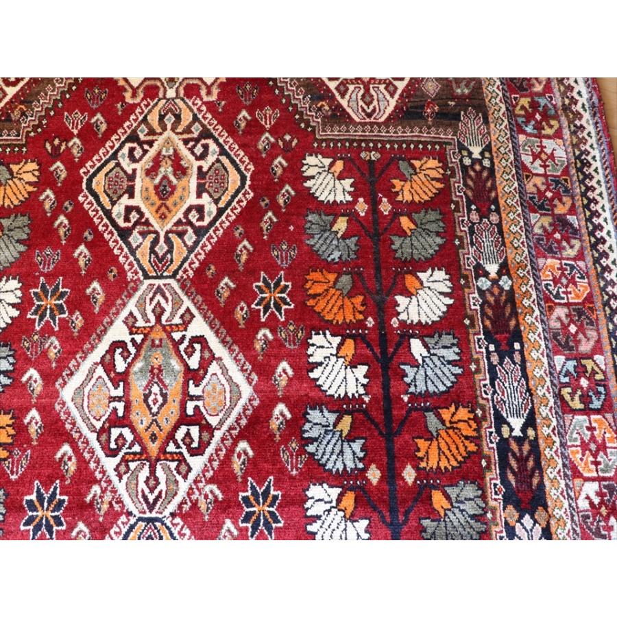オールドカーペット　部族絨毯/トライバルラグ カシュカイ族　234x163cm 赤い変形メダリオン | ブランド登録なし | 08