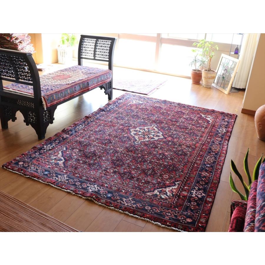 部族絨毯 トライバルラグ 223x155cm ハマダン イラン西部 レッド