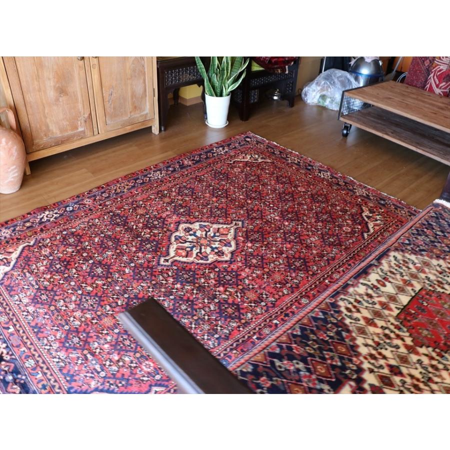 部族絨毯 トライバルラグ 223ｘ155cm ハマダン　イラン西部　レッド/ネイビー/ホワイト | ブランド登録なし | 02