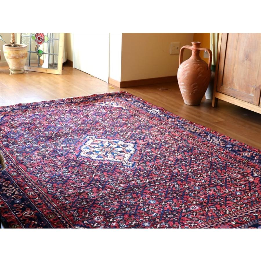 部族絨毯 トライバルラグ 223ｘ155cm ハマダン　イラン西部　レッド/ネイビー/ホワイト | ブランド登録なし | 03
