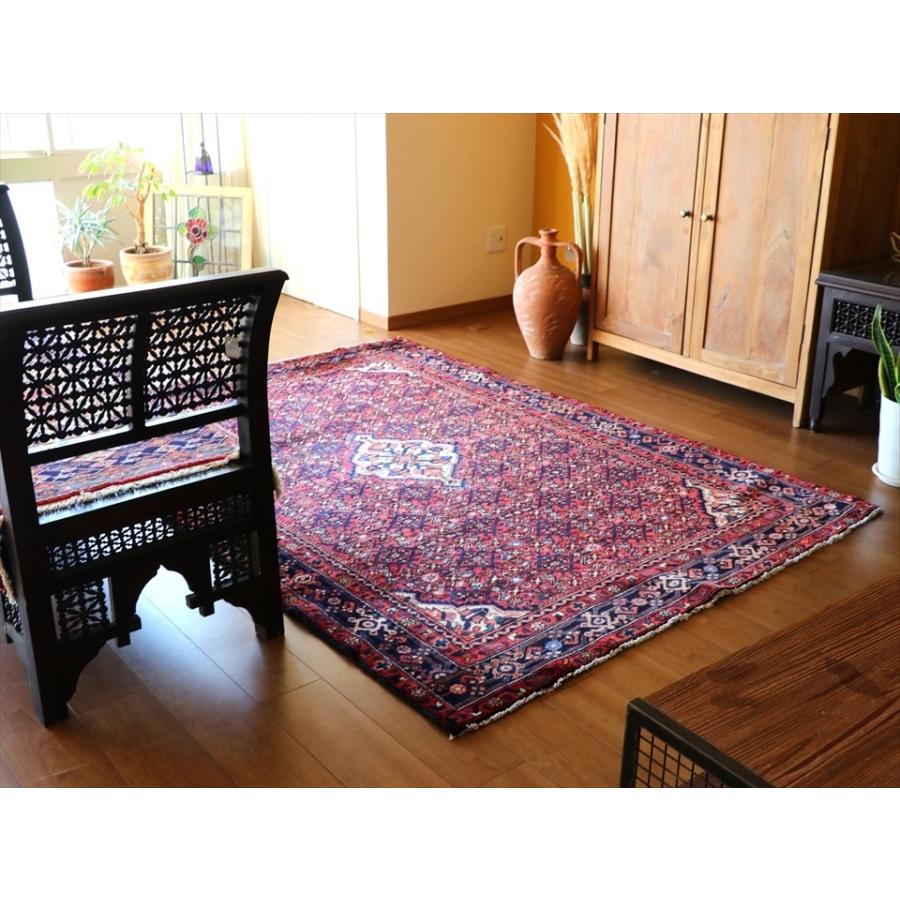 部族絨毯 トライバルラグ 223ｘ155cm ハマダン　イラン西部　レッド/ネイビー/ホワイト | ブランド登録なし | 04