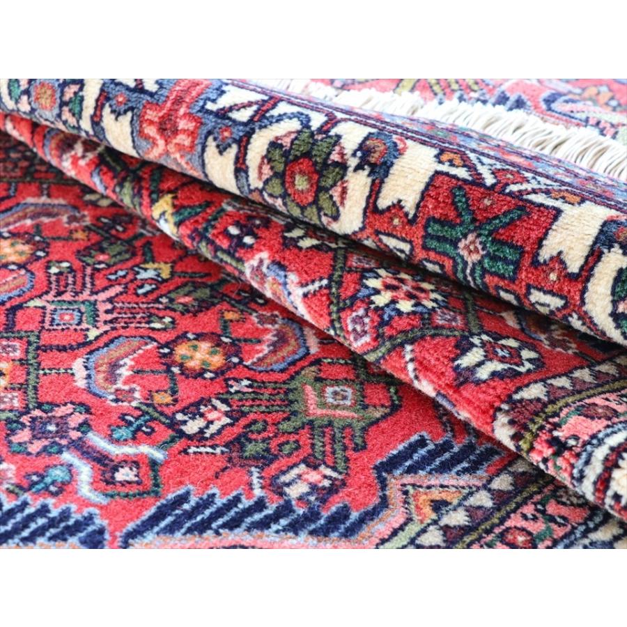 部族絨毯 トライバルラグ 189ｘ125cm アサダーバード レッド/薄緑色 
