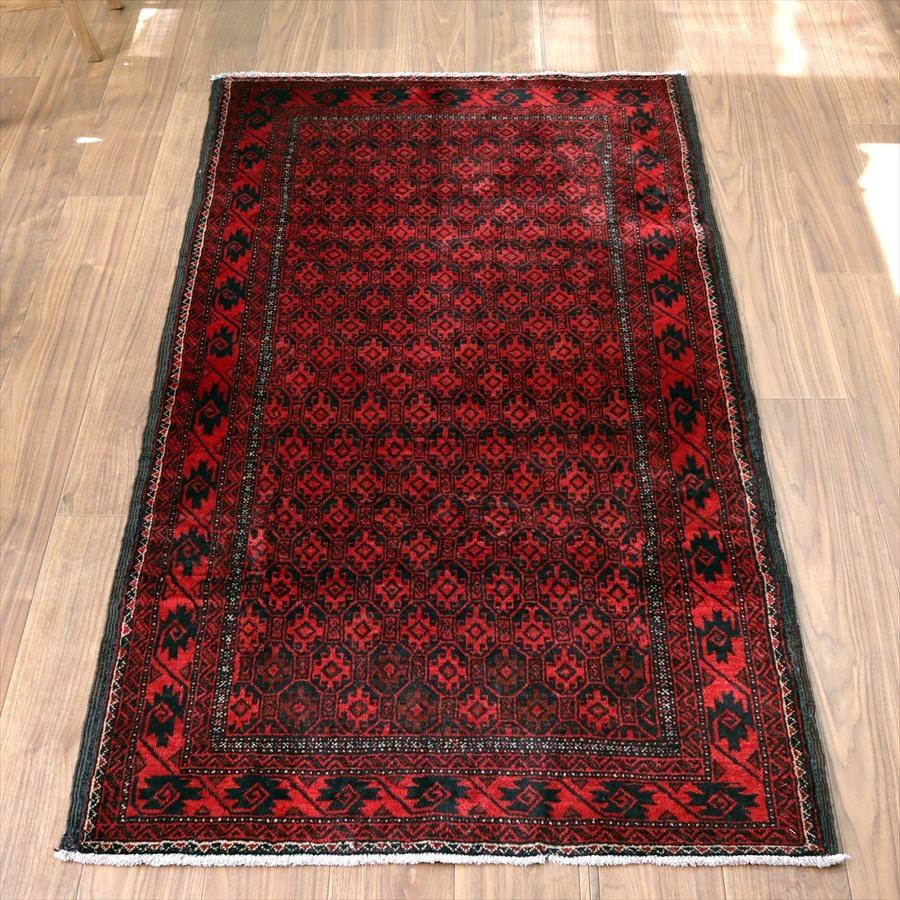 部族絨毯 トライバルラグ 189x97cm 連続する幾何学模様 バルーチ 