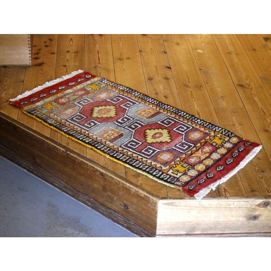 ヴィンテージラグ トルコ絨毯/ヤストゥク 96x48cm コンヤ 2つの変形