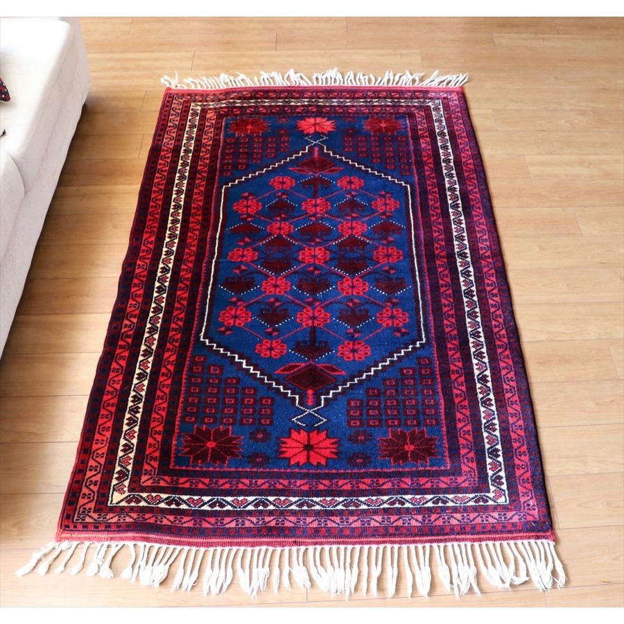 ヤージベディル トルコ絨毯/トライバルラグ 191x113cm ブルー ヤージベディル トルコ絨毯/トライバルラグ 191x113cm ブルー