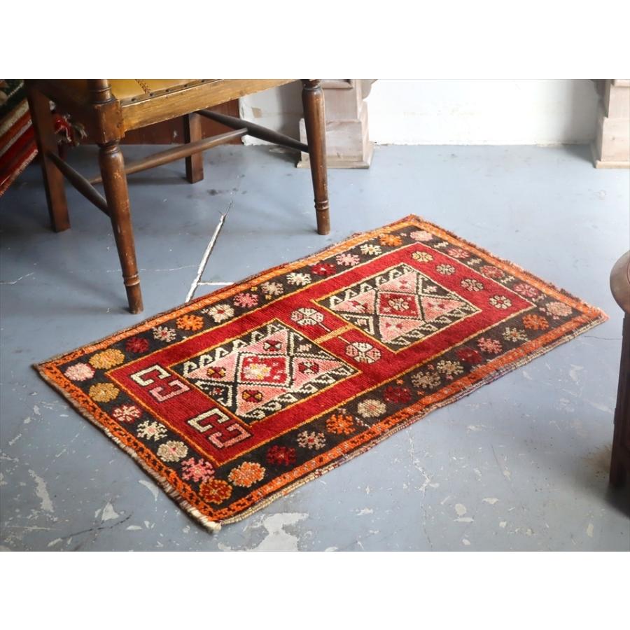 オールドカーペット トルコ絨毯/ヤストゥク 96x63cm シワス