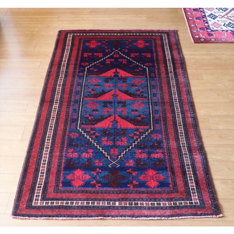 レッド53×163フローラル ネイビー ランナー ロング トルコヴィンテージラグ