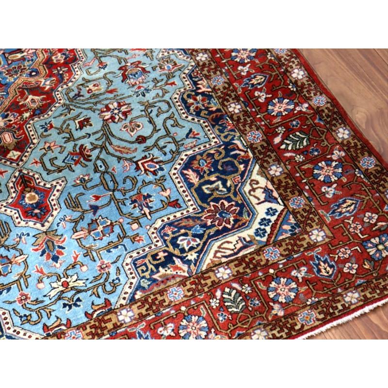 ペルシャ絨毯　クム産　水色 204x139cm 花のアラベスク |  | 14