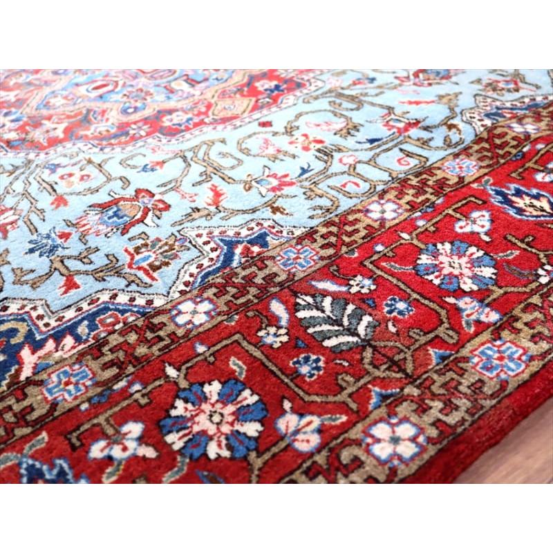 ペルシャ絨毯　クム産　水色 204x139cm 花のアラベスク |  | 15