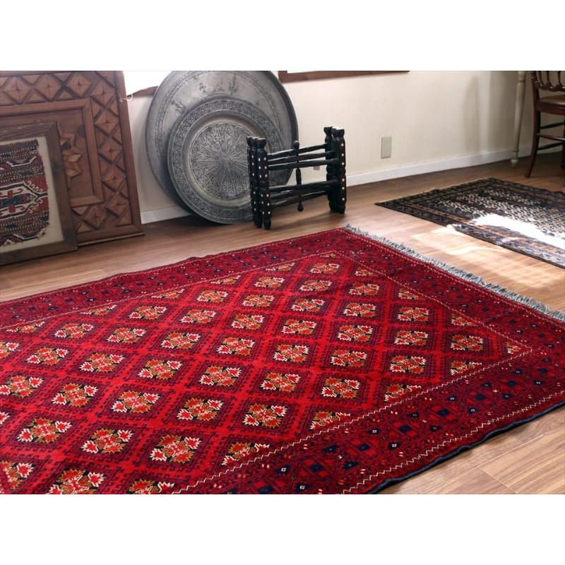 Kunduz クンドゥズ　赤いじゅうたん　手織りラグ 189x148cm ビロードのようなツヤのある緻密な織り |  | 03