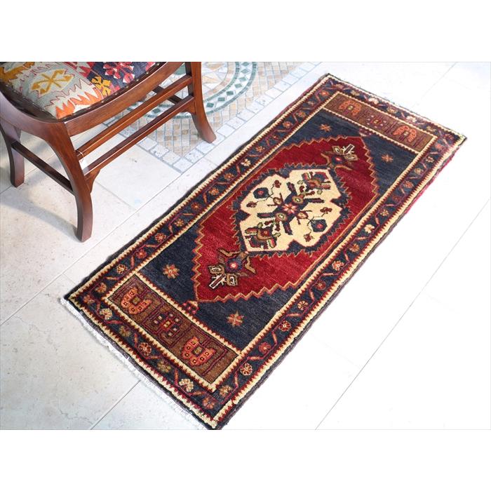 トルコ絨毯 ヤストゥク トライバルラグ 130x57cm コンヤ