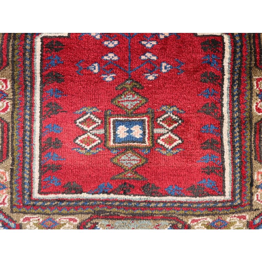 トルコ絨毯 オ-ルドカ-ペット88x77cm赤いミフラ-プ : インプレッション