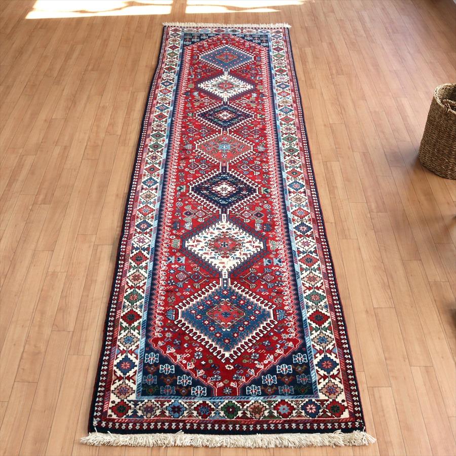 トライバルラグ ヤラメ 295x80cm ７つのドラゴンとダイヤの額縁デザイン | ブランド登録なし