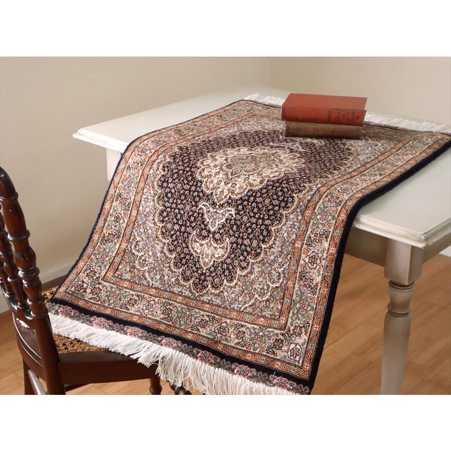 ペルシャ絨毯 タブリーズ産マヒ 玄関マット 95x62cm ブラック ペルシャ絨毯 タブリーズ産マヒ 玄関マット 95x62cm ブラック