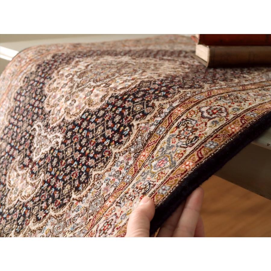 ペルシャ絨毯 タブリーズ産マヒ 玄関マット 95x62cm ブラック ペルシャ絨毯 タブリーズ産マヒ 玄関マット 95x62cm ブラック