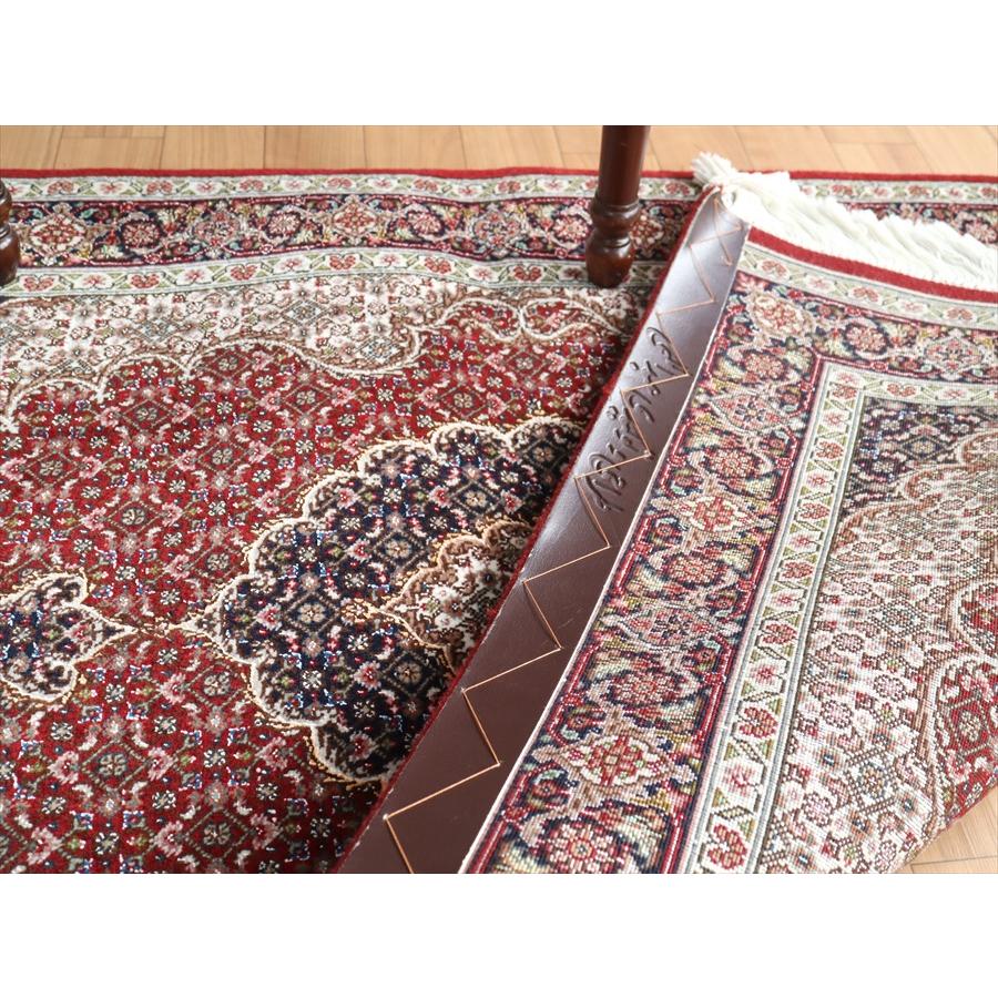 ペルシャ絨毯 タブリーズ産マヒ 玄関マット 120x82cm ボルドー