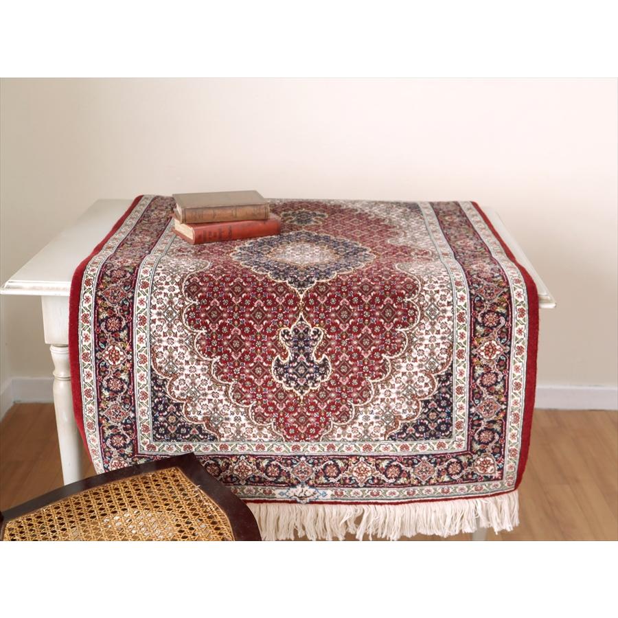 ペルシャ絨毯 タブリーズ産マヒ 玄関マット 120x82cm ボルドー