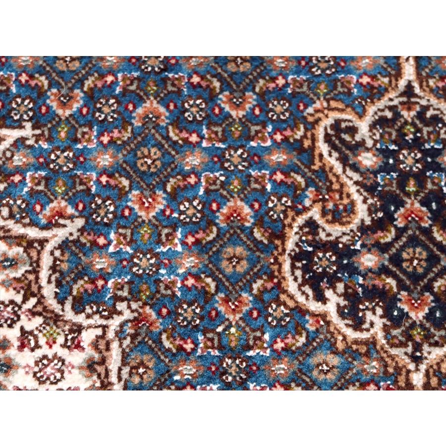 ペルシャ絨毯 タブリーズ産マヒ 玄関マット 120x83cm トルコブルー / ネイビー メダリオン マヒ_8
