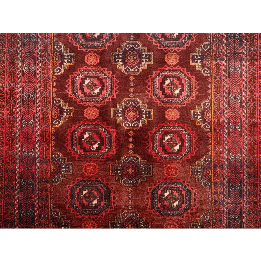 バルーチ族の絨毯 204x111cm 連なるギュル文様 : インプレッションオブ