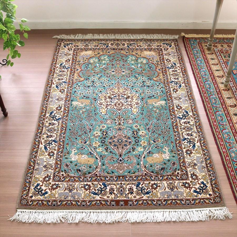 ペルシャ絨毯 イスファハーン 175x110cm イランの手織りラグ 花と動物 | ブランド登録なし
