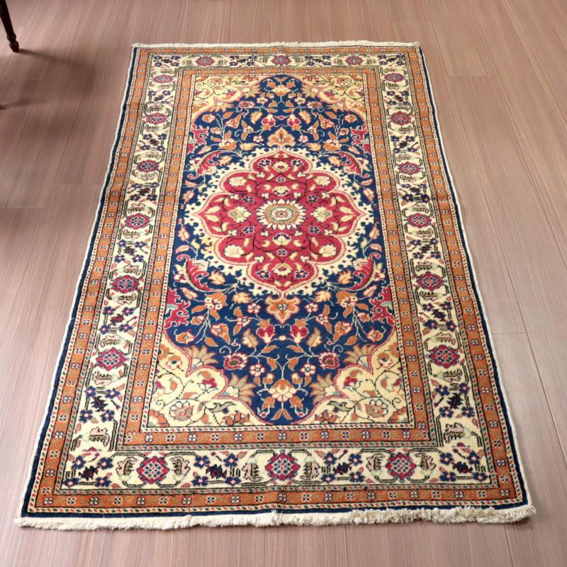 トルコ 手織り絨毯 189x99cm コンヤ地方のフラワーメダリオン 