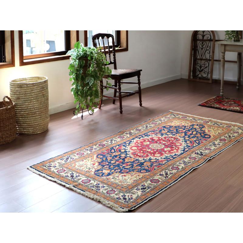 ヴィンテージオレンジ　モーヴグレー　メダリオン76×67 トルコヴィンテージラグ ヴィンテージオレンジ モーヴグレー メダリオン76×67 トルコ