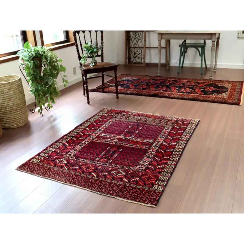 部族絨毯 トライバルラグ テッケ族 142x111cm エンシ, ローズピンクと