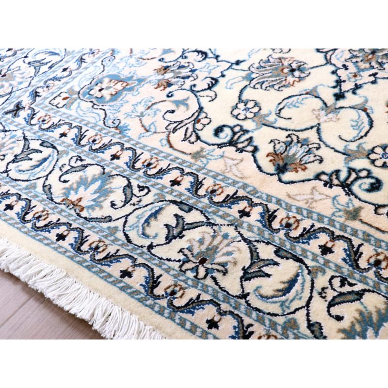 ペルシャ絨毯　ナイン産 12L 203x148cm アイボリー 花のアラベスク |  | 11