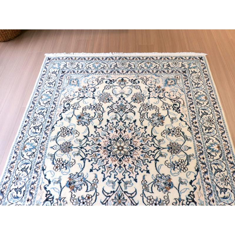 ペルシャ絨毯　ナイン産 12L 203x148cm アイボリー 花のアラベスク |  | 02