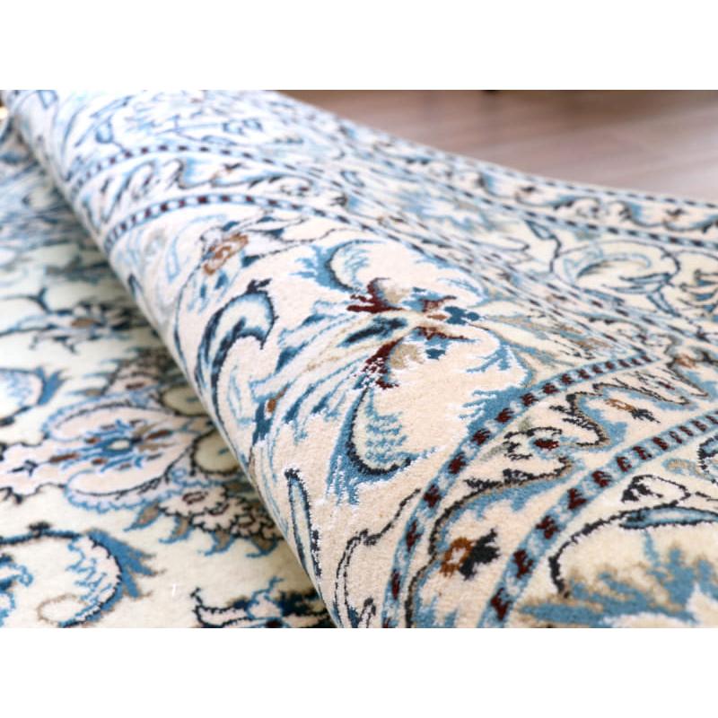 ペルシャ絨毯　ナイン産 12L 195x148cm アイボリー 花のアラベスク |  | 10