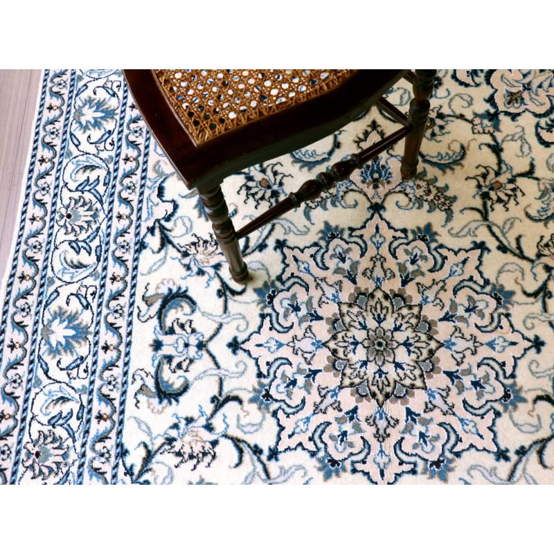 ペルシャ絨毯　ナイン産 12L 195x148cm アイボリー 花のアラベスク |  | 14