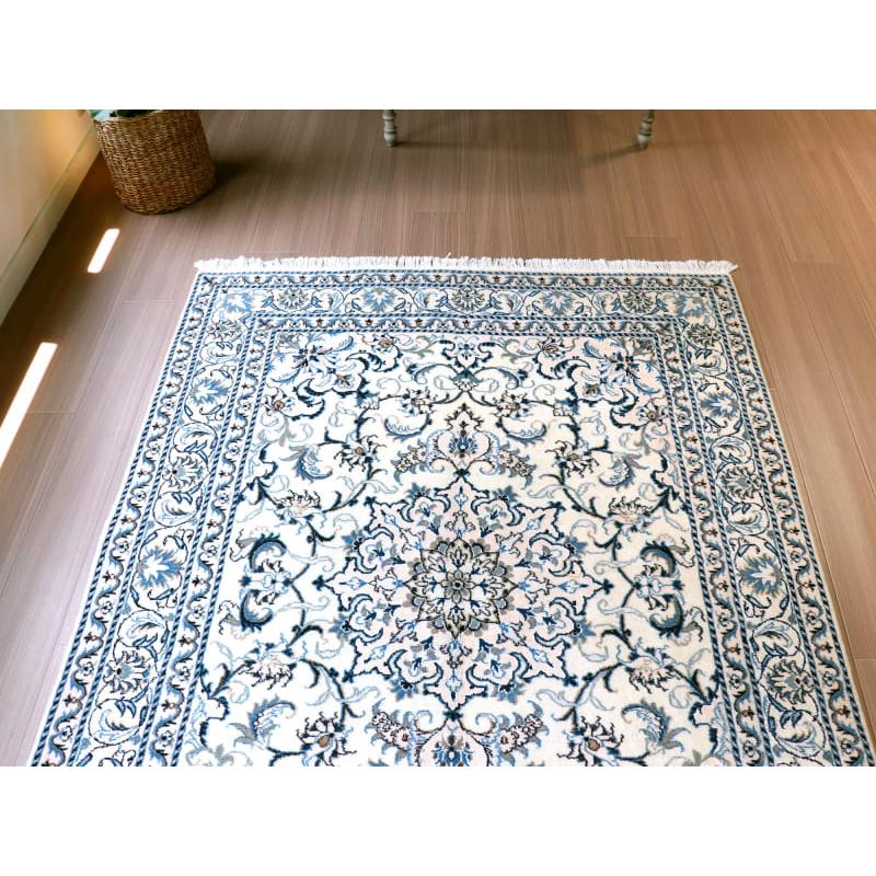 ペルシャ絨毯　ナイン産 12L 195x148cm アイボリー 花のアラベスク |  | 02