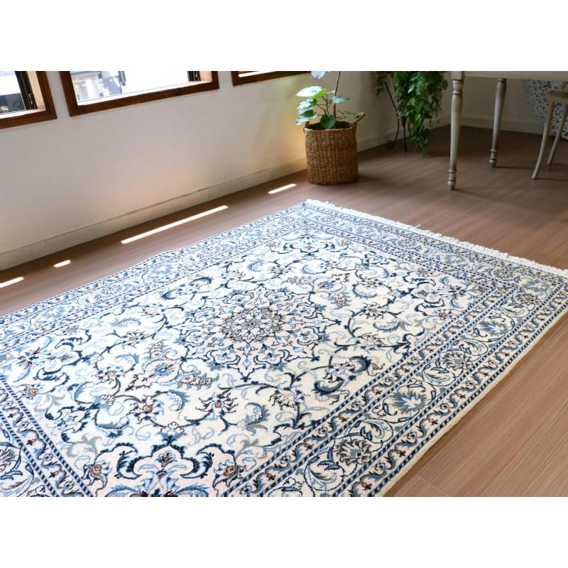 ペルシャ絨毯　ナイン産 12L 195x148cm アイボリー 花のアラベスク |  | 06