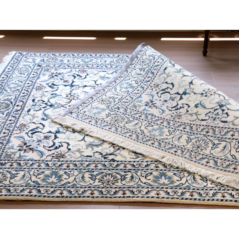 ペルシャ絨毯　ナイン産 12L 195x148cm アイボリー 花のアラベスク |  | 08