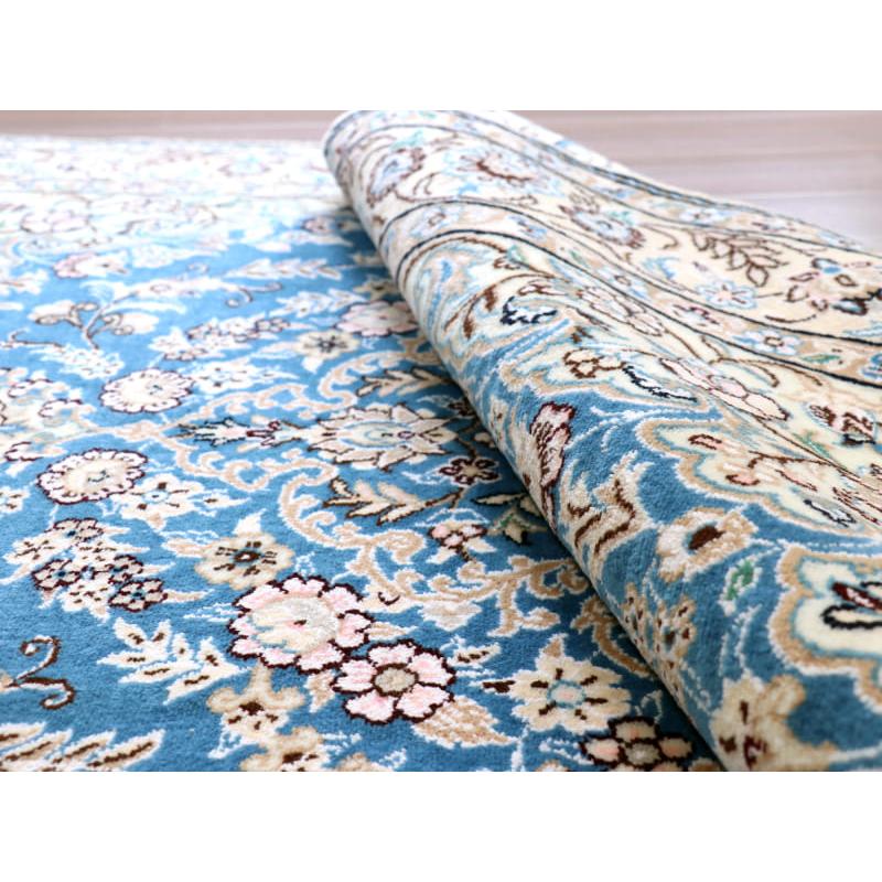 ペルシャ絨毯　ナイン産 9L 185x124cm ブルーのメダリオン |  | 10