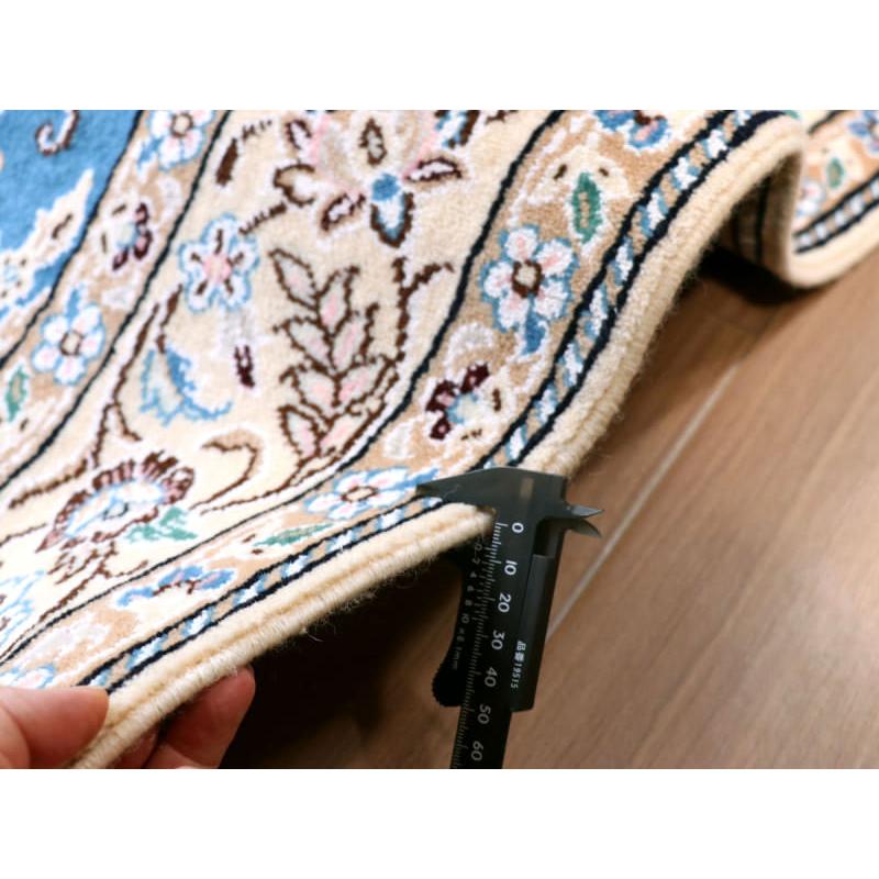ペルシャ絨毯　ナイン産 9L 185x124cm ブルーのメダリオン |  | 12