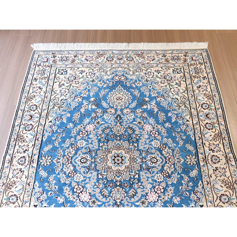 ペルシャ絨毯　ナイン産 9L 185x124cm ブルーのメダリオン |  | 02