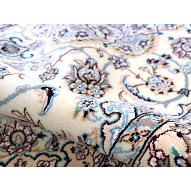 ペルシャ絨毯　ナイン産 9L 213x126cm アイボリー 　花のアラベスク |  | 11