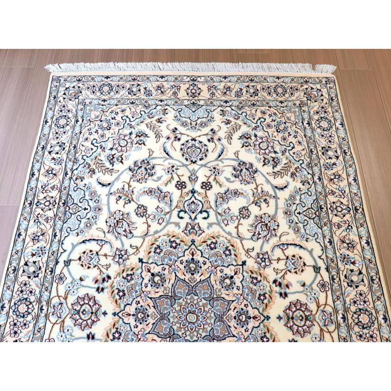 ペルシャ絨毯　ナイン産 9L 213x126cm アイボリー 　花のアラベスク |  | 03