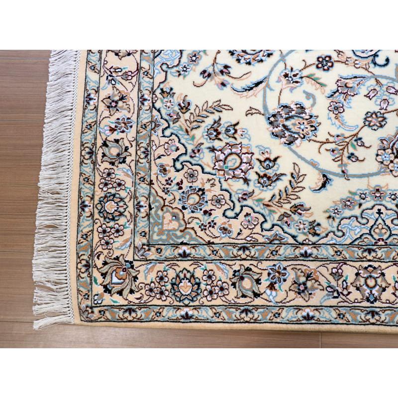 ペルシャ絨毯　ナイン産 9L 213x126cm アイボリー 　花のアラベスク |  | 05