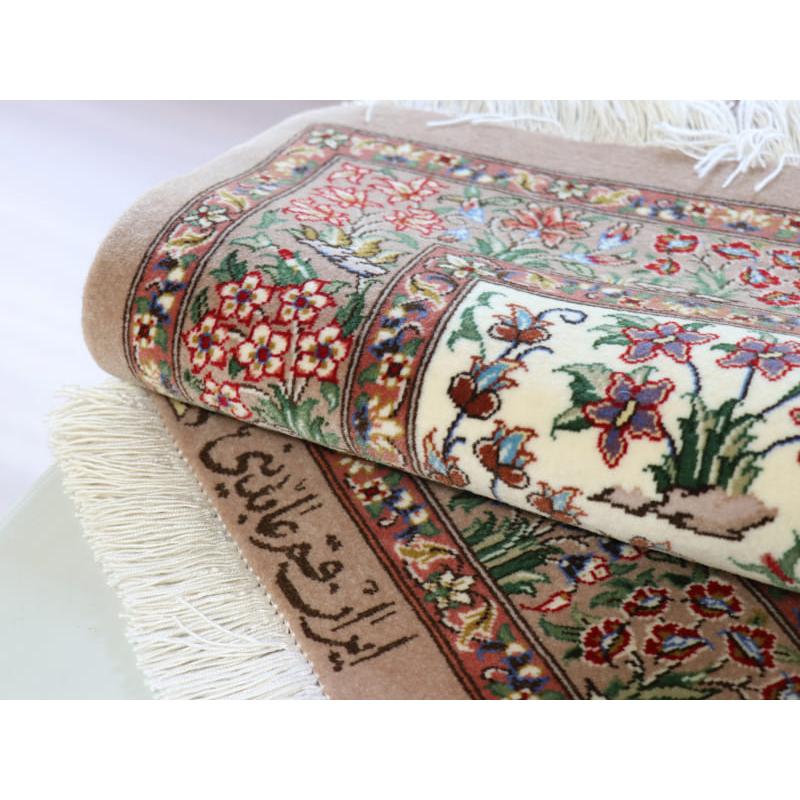 新品 ペルシャ絨毯 クム産 シルク100% 花柄タペストリー 80×120 ペルシャ絨毯【シルク】クム 122x80cm *3192CZ | ペルシャ絨毯専門店