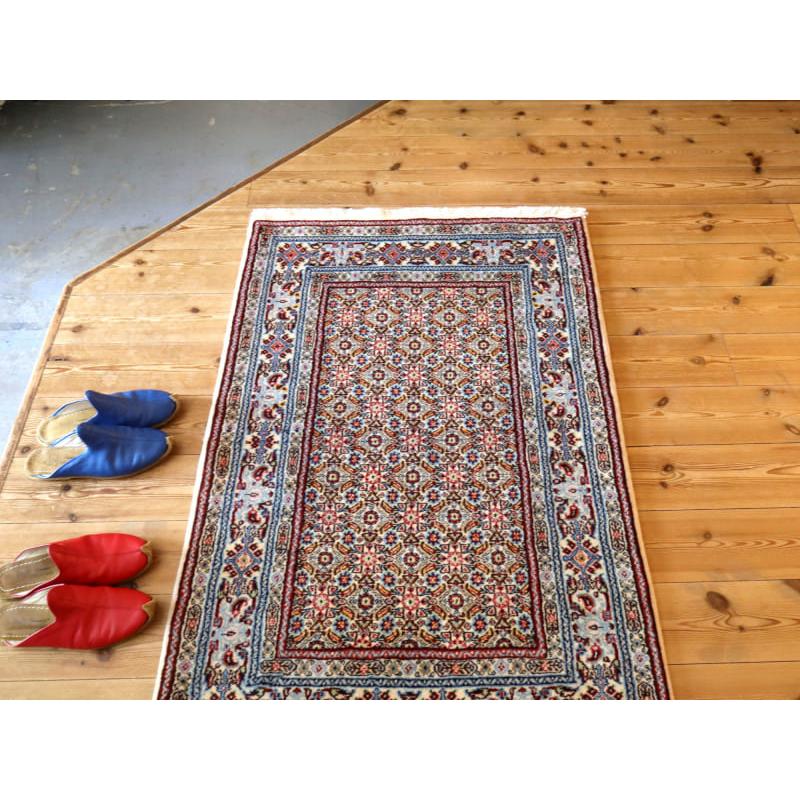 ペルシャ絨毯　ムード　Moud 124x80cm 連なるヘラート文様　水色のボーダー |  | 04