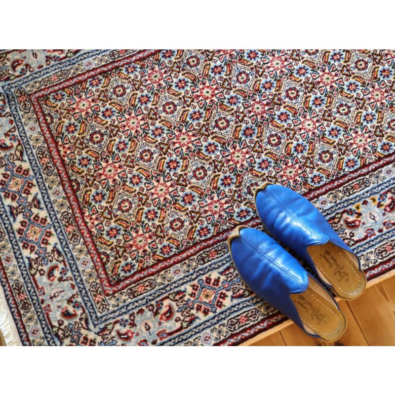 ペルシャ絨毯　ムード　Moud 124x80cm 連なるヘラート文様　水色のボーダー |  | 06