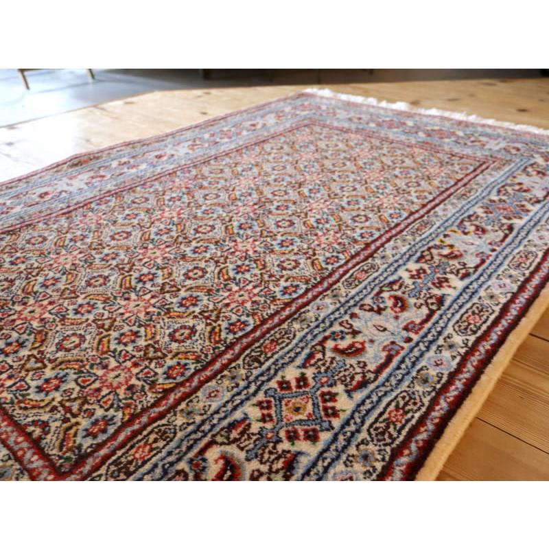 ペルシャ絨毯　ムード　Moud 124x80cm 連なるヘラート文様　水色のボーダー |  | 08