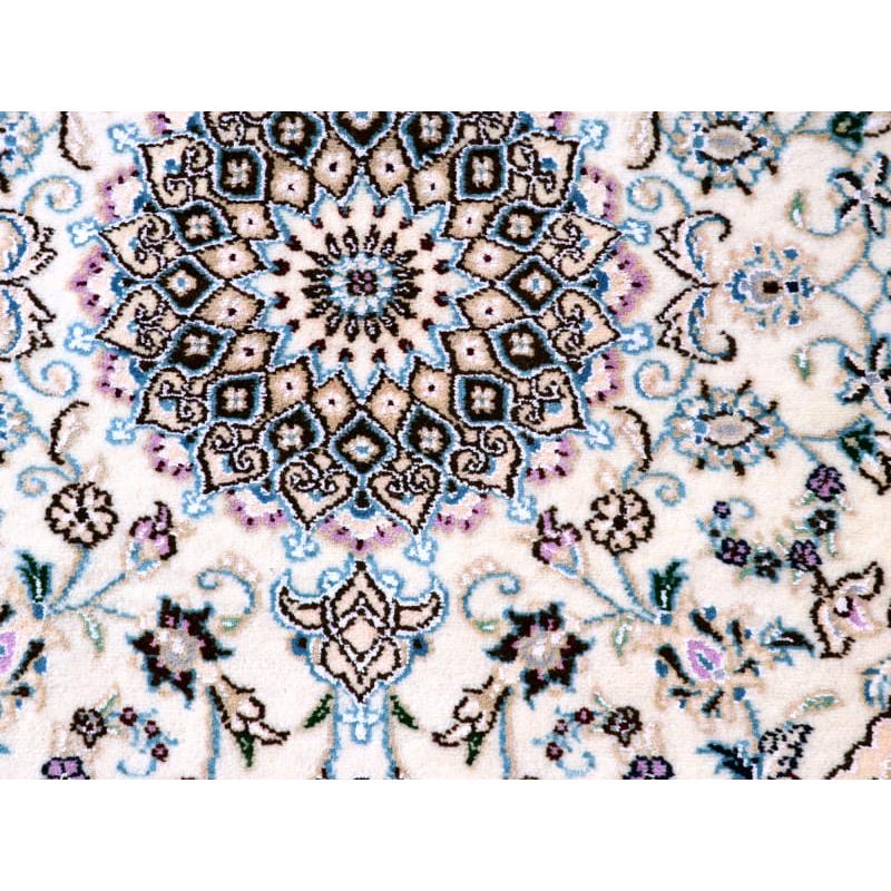 ペルシャ絨毯　ナイン産 9L 94x64cm 花のアラベスク　アイボリー　玄関マットサイズ |  | 04